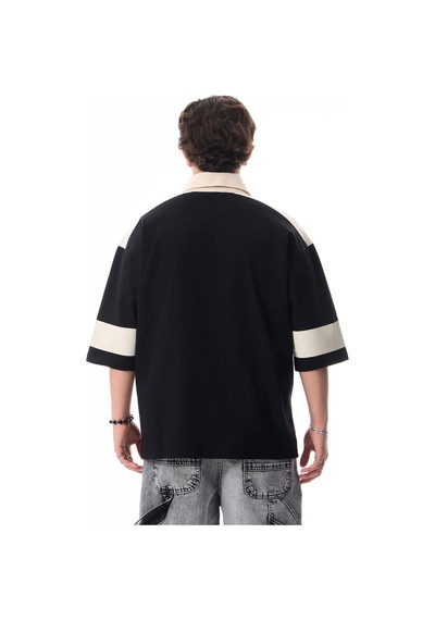 More Black Soccer Culture Baskılı Polo Yaka Premium Oversize Tshirt Kemik