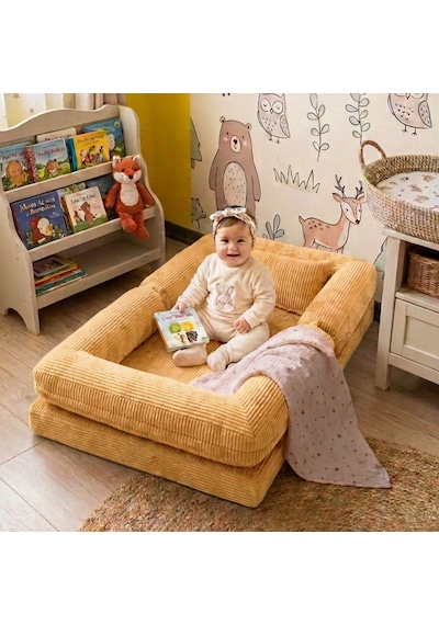 Miniwood Montessori Yatak Oyun Alanlı Bebek Yer Yatağı Sünger Çocuk Karyola 101 x 150 CM