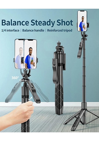 Bluetooth Kumandalı 153cm Tripod Selfie Çubuğu / Go Pro Uyumlu /