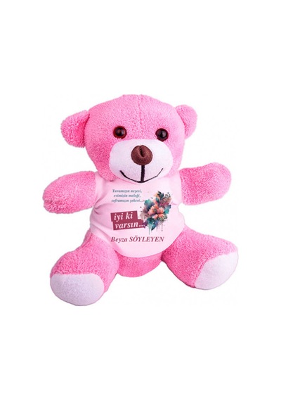 Kişiye Özel Anneler Günü Baskılı Peluş Pembe Ayı Hk2658