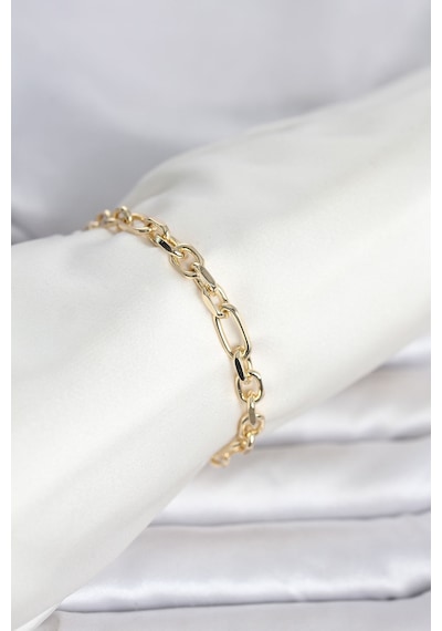 Cm 14k Gold Renk Kalın Zincir Model Kadın Bileklik Çok Renkli