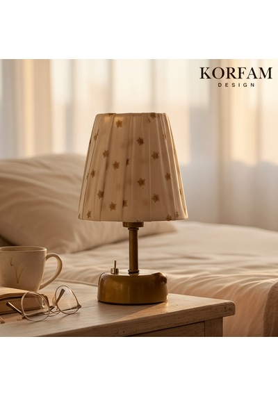 Yıldız İşlemeli Kumaş Pilli Masa & Gece Lambası Çok Renkli