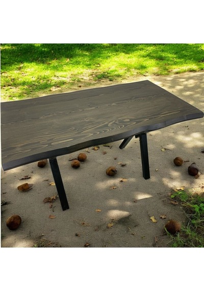 Cafe Masa Siyah Köknar Kütük Masa X Ayak Siyah 120x70 Ceviz