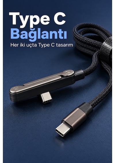 Type C Şarj Kablosu Katlanabilir Telefon Standlı Örgü Tasarım