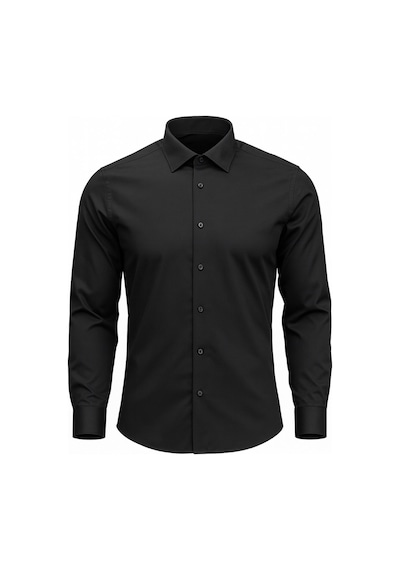 Plus Scorpion Erkek Klasik Slim Fit Gömlek Nefes Alan Kumaş, Şık Ofis Gömleği, Beyaz/siyah Siyah
