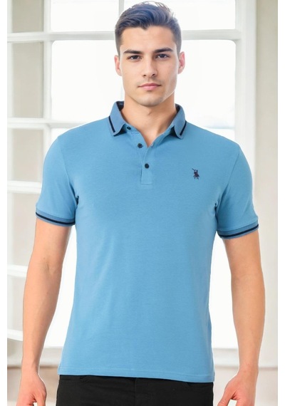 T9586 Dewberry Erkek Polo Yaka T-shırt-indigo İndigo