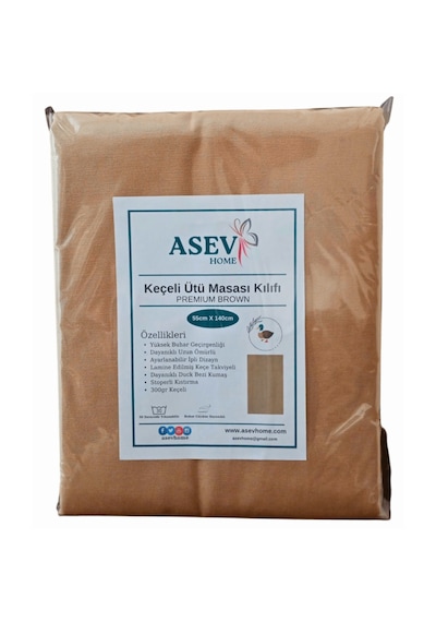 Ütü Masası Kılıfı İpli Stoperli Keçeli Örtüsü Bezi 55x140 Brown