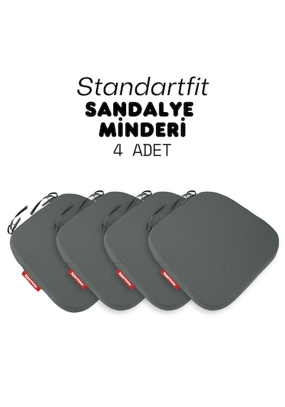 Xpermate 6'lı Standartfit Oval Sandalye Minderi 42x42x5 Antrasit