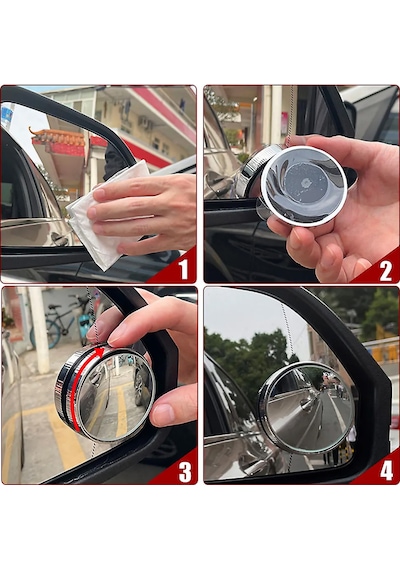 Vantuzlu Oto Kör Nokta Aynası Ayarlanabilir Tak-çıkar Dönerli Prizmatik 360 Derece Krom Çerçeveli