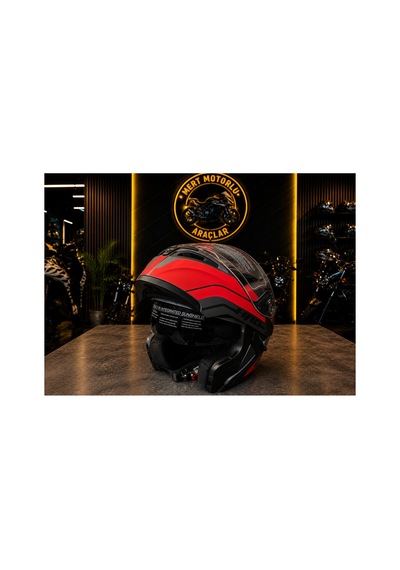 Jk 902 Az Red Çene Açılır Motosiklet Kaskı Kırmızı