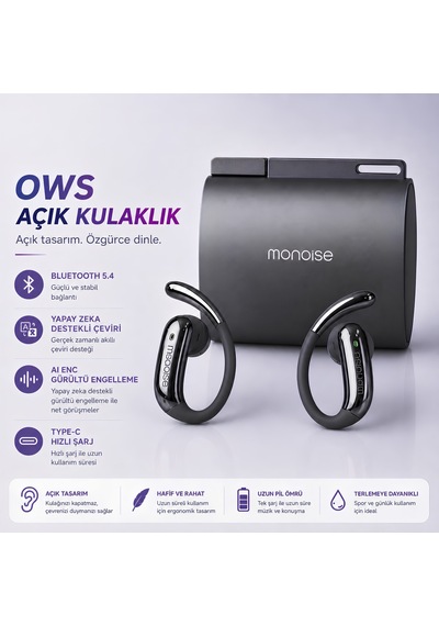 Monoise Mn-p-q13 Open-ear Ai Çeviri Destekli Kulaklık