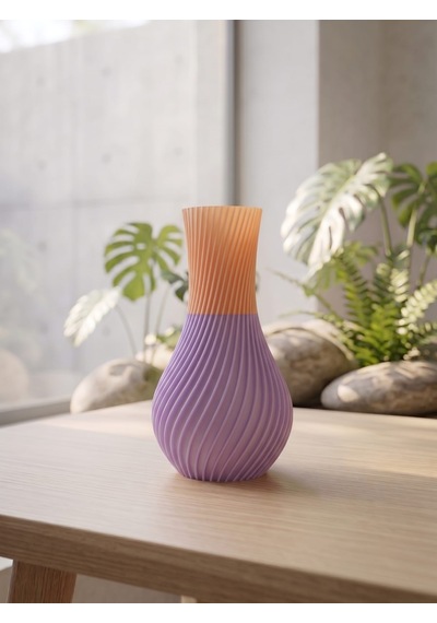 Dekoratif Vazo, 15 cm, 3D Baskı (Ten+Lila)