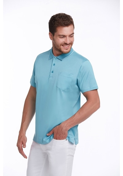 Hatemoğlu Turkuaz Regular Fit %100 Pamuk Basic Polo Yaka Tişört-Turkuaz