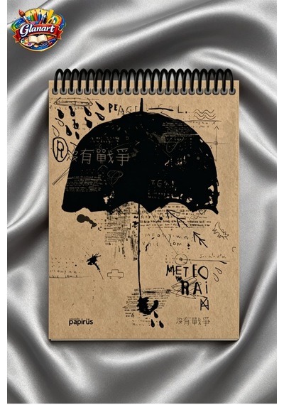 Üstten Spiralli 100 Yaprak Çizgisiz Orta Boy Sert Kapak Bloknot Defter Kraft Kağıt 16x23 Cm