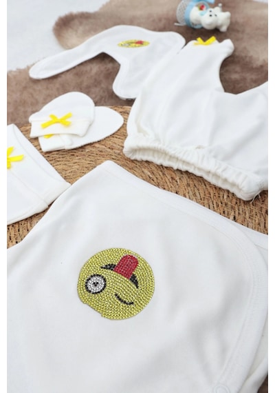 Sema Baby 5 Parça Hastane Çıkışı Zıbın Seti 0-3 Ay Beyaz