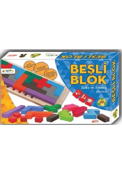 Ahşap Beşli Blok Oyunu.zeka. Strateji. Mantık Oyunu.
