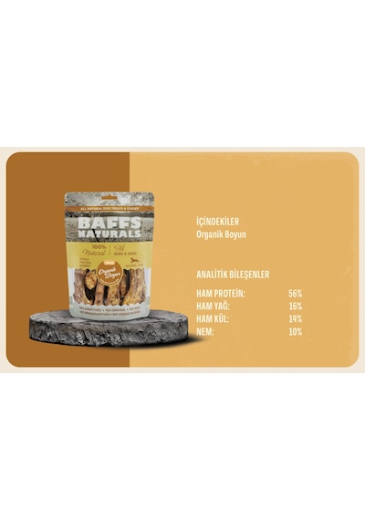 Baffs Naturals Tavuk Boyun Doğal Organik Çiğnemelik Köpek Ödül Maması 100 G