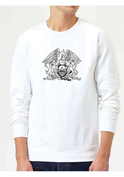 Bohemian Rhapsody Logo Baskılı Beyaz Erkek Örme Sweatshirt