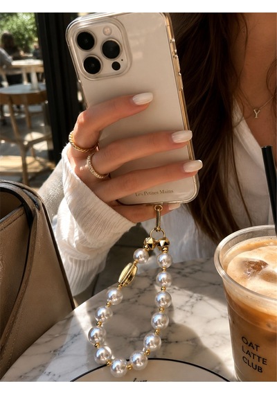 Iconic İncili Altın Telefon Askısı, Boncuklu Telefon Charmı Ve Çanta Aksesuarı