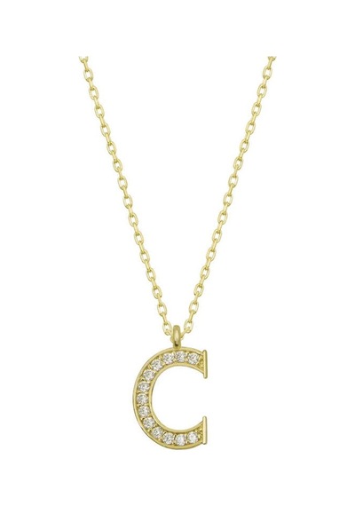 Gümüş Gold C Harfi Kadın Kolye (547056806)