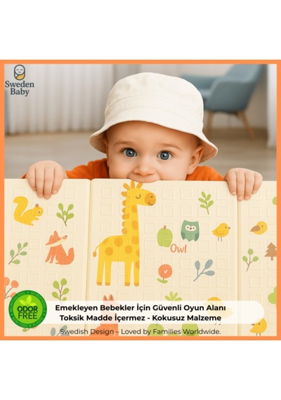 Sweden Baby Sweet Forest Çift Taraflı Katlanabilir Oyun Halısı Ve Matı Premium Seri Taşıma Çantalı 180x150