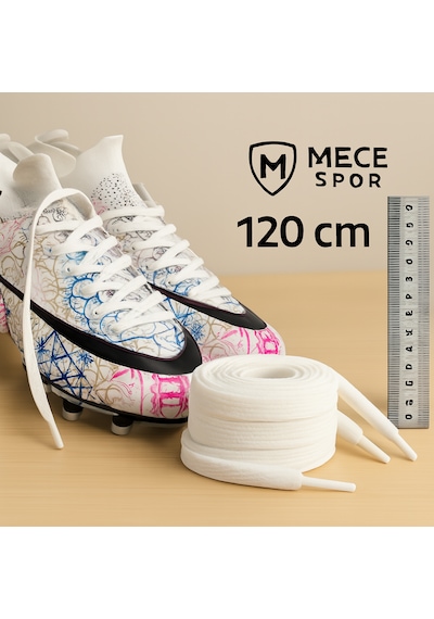 Mece Spor Spor Ayakkabı Bağcığı 120 Cm - 1 Çift Krampon Halı Saha Sneakers Uyumlu Beyaz