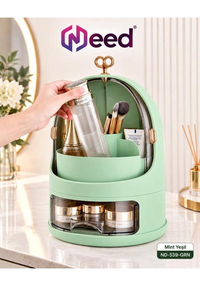 Need Oval Çift Kapaklı Çekmeceli Makyaj Ve Kozmetik Organizeri Mint Yeşil Nd-539-grn