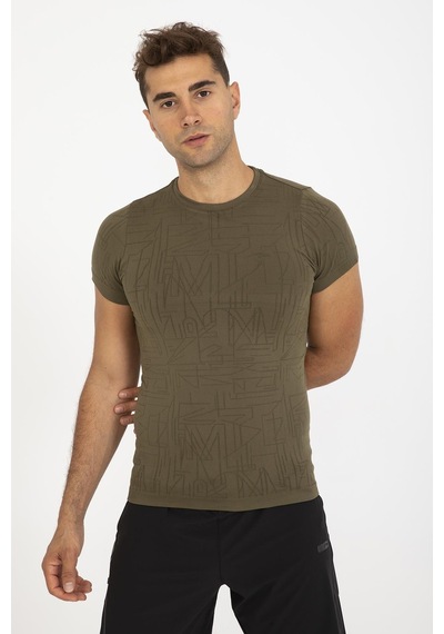 Maraton Active Slimfit Erkek Bisiklet Yaka Kısa Kol Koşu Haki T-Shirt 821075-Haki