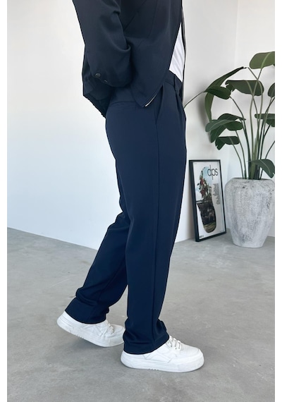 Lacivert Premium Relaxed Fit Kumaş Pantolon Lacivert