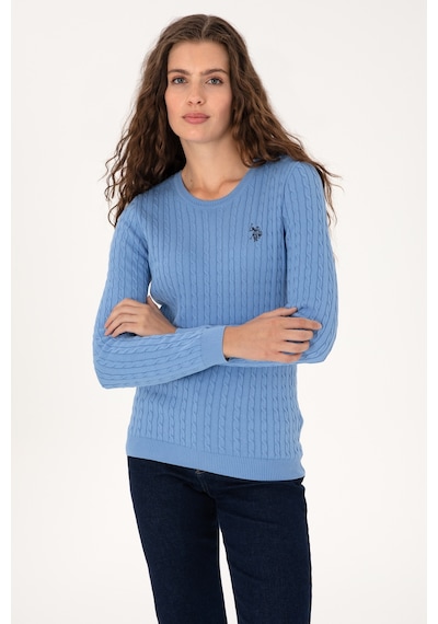 U.S. Polo Assn. Kadın Açık Mavi Bisiklet Yaka Basic Kazak 50313626-VR003