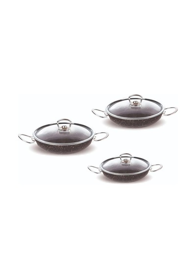 Fms G5019 Granit 6 Parça Büyük Boy Omlet Set Siyah 20-22-24
