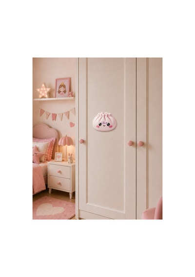 Dumpling Squishy Çin Mantısı Temalı Kişiye Özel Mdf Çocuk Odası Süsü Pembe