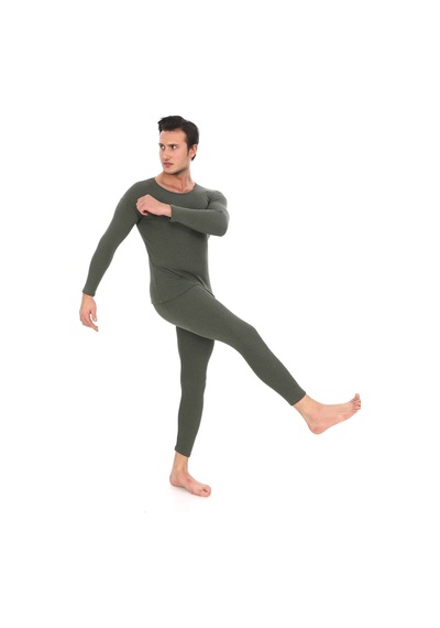 Sauna Suit Unisex Termal Içlik, Kışlık Sıcak Tutan Pamuklu Yakmayan, Termal Takım, Termal Fanila Iclik Haki
