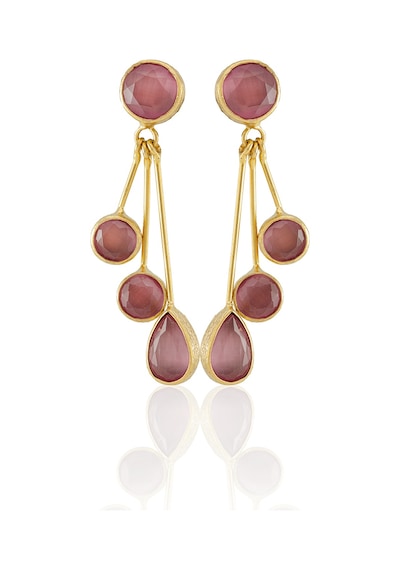 Kadir Jewellery22 Ayar Altın Kaplama Vintage Küpe -el İşçiliği Ve Hipoalerjenik Küpe Pembe