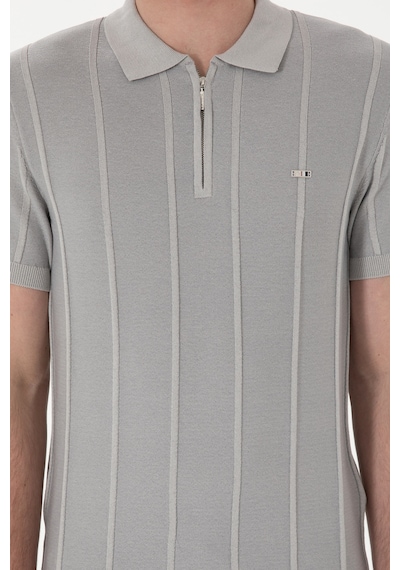 U.S. Polo Assn. Erkek Slim Fit Polo Yaka Açık Gri Tişört 50306457-VR001