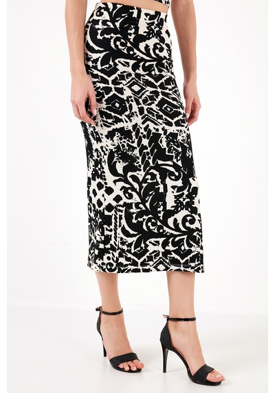 Lela Slim Fit Ip Askılı Yırtmaçlı Midi Alt-Üst Bayan Takım 5865726 Siyah
