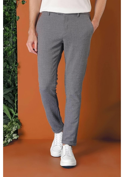 Efor Comfort Fit Beli Lastikli Pötikareli Casual Füme Pantolon P 1149 Füme