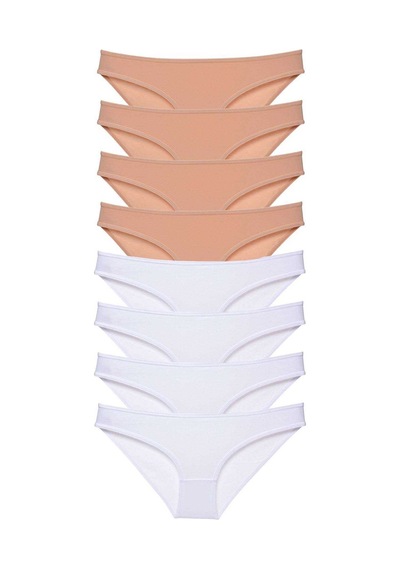 Royaleks 8 adet Süper Eko Set Likralı Kadın Slip Külot Ten Beyaz RYL-EKO8017 Beyaz