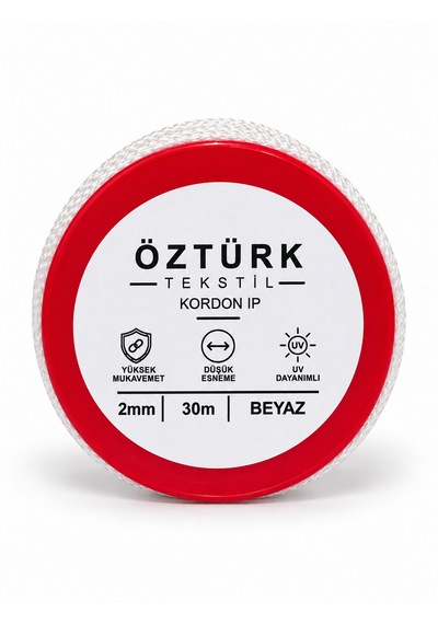 2 Mm Polyester Kordon İp 30 Metre Çok Amaçlı Düşük Esnemeli Beyaz