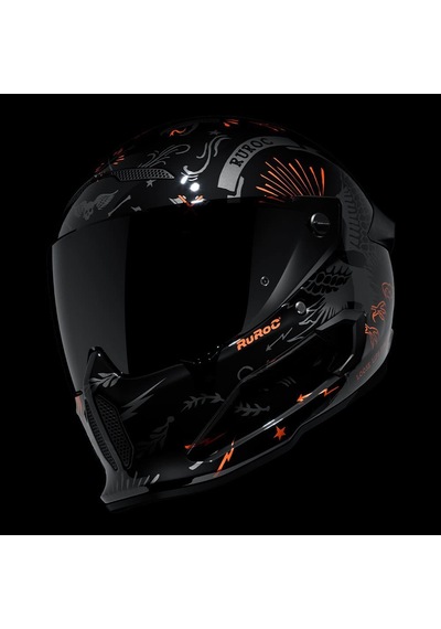Ruroc At4.0 Carbon Blackbird Kapalı Kask Siyah - Kırmızı