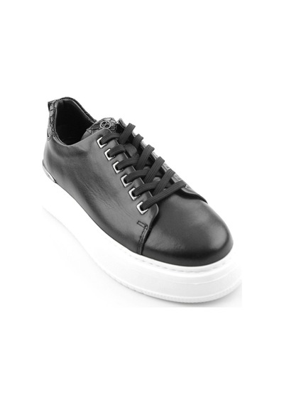 Siyah Hakiki Deri Erkek Sneaker E01398070943 Siyah