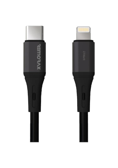 Type C-lightning 27watt Pd Hızlı Şarj Kablosu, Siyah/antrasit Metal 100 Cm