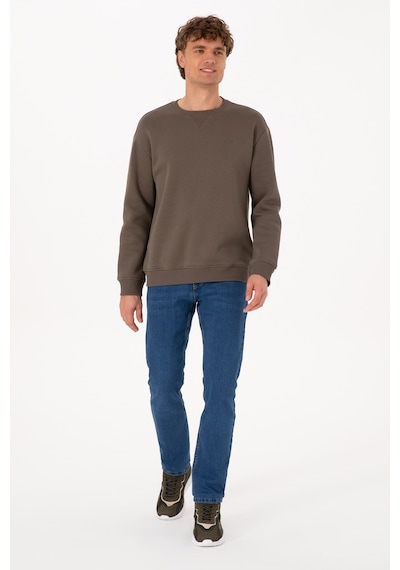 U.S. Polo Assn. Erkek Comfort Fit Bisiklet Yaka Şardonlu Vizon Basic Sweatshirt 50313757-VR052