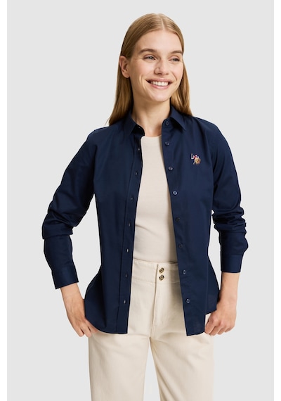 U.S. Polo Assn. Kadın Lacivert Uzun Kollu Basic Gömlek 50329503-vr033