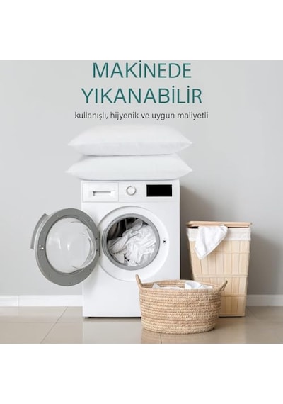 2 Adet Boncuk Silikon Yastık 700 Gram Antialerjik 50x70 Cm Ekonomik Yastık Açık Bej