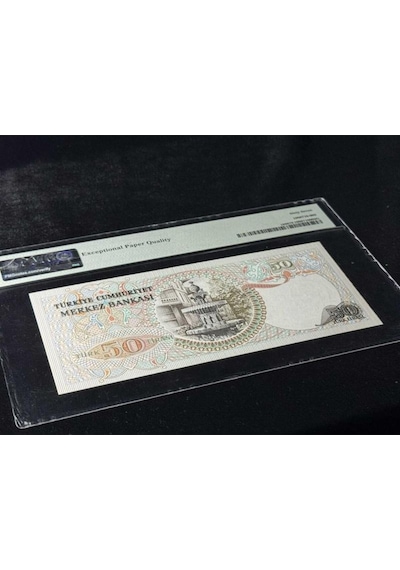 Türk Lirası Pmg 67 Epq Superb Gem Unc 50 Lira P 188 1970 Nd 1976 S/n I90 6. Emisyon 2. Tertip