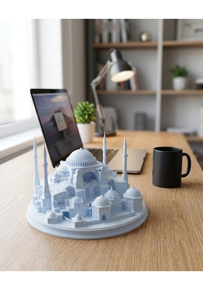 Ayasofya Camii Biblosu 3d Mimari Maket Heykel Kırık Beyaz 15 Cm Masaüstü Kitaplık Dekoru Tarih Severlere Ofis Hediyesi 15cm