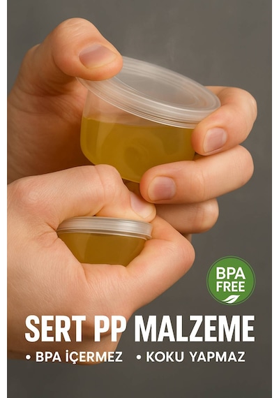 60 Ml Kendinden Kapaklı Şeffaf Sosluk Sızdırmaz, Sıcağa Dayanıklı, Tekrar Kullanılabilir 50 Li Set Diğer