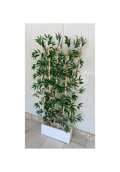 Bambu Seperatör 50 Cm Saksılı Yapay Bambu Premium 190 Cm 36-38 Yaprak 5 Dal Çok Renkli