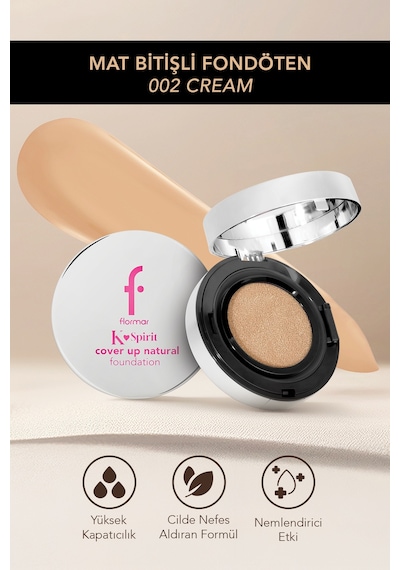 Flormar K-Spirit Cover Up Yüksek Kapatıcı & Uzun Süre Kalıcı Yarı Mat Bitişli Fondöten 002 Cream
